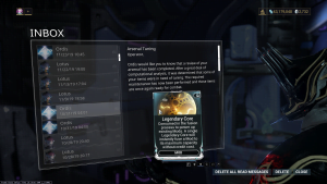 워프레임 레전더리 코어는 무엇? What is the legendary core?