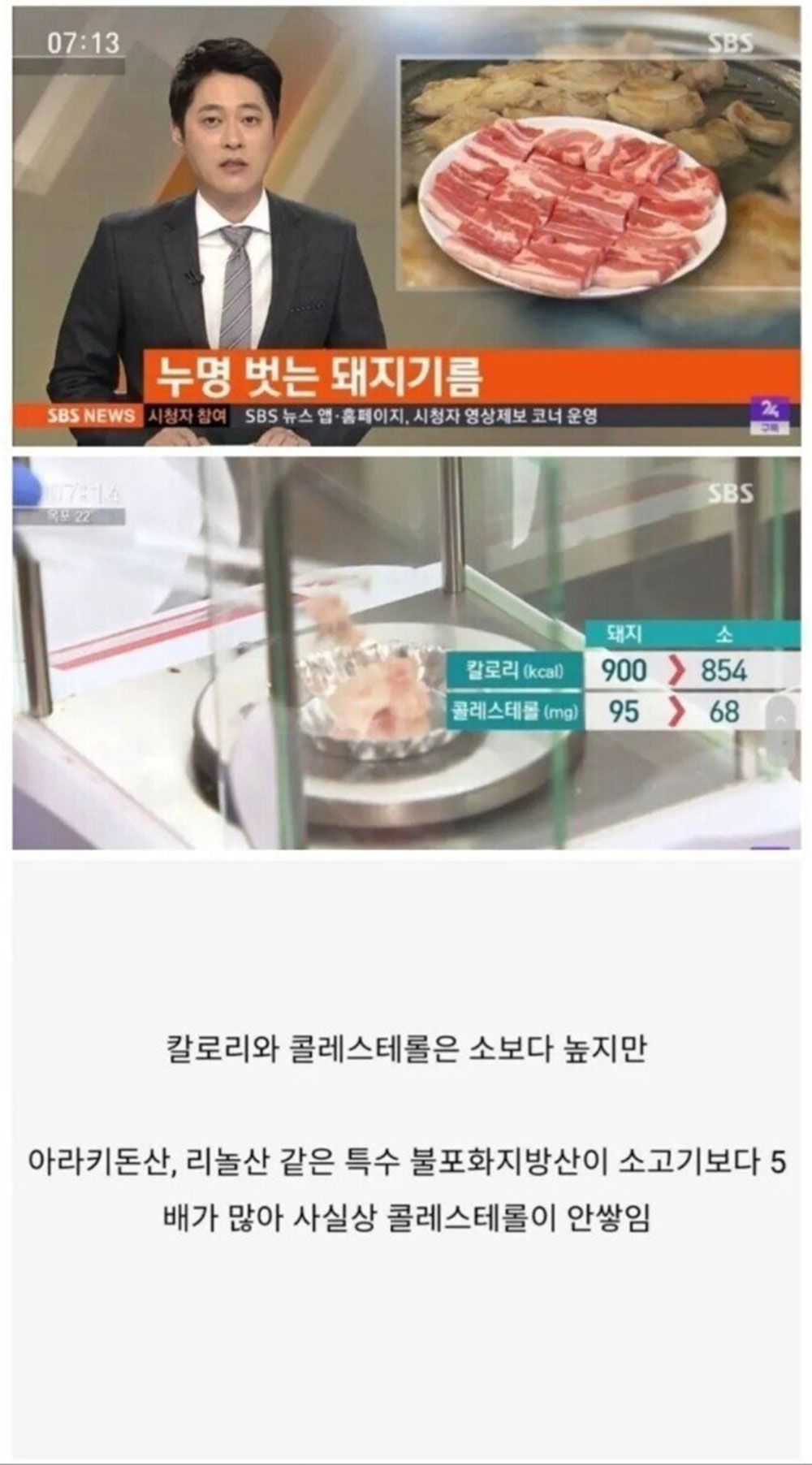 누명을 벗은 돼지고기 기름