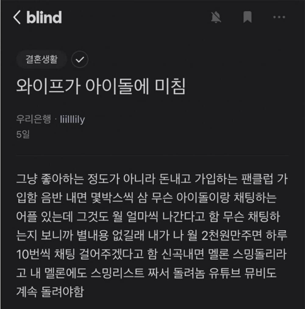 아이돌 덕질하는 와이프