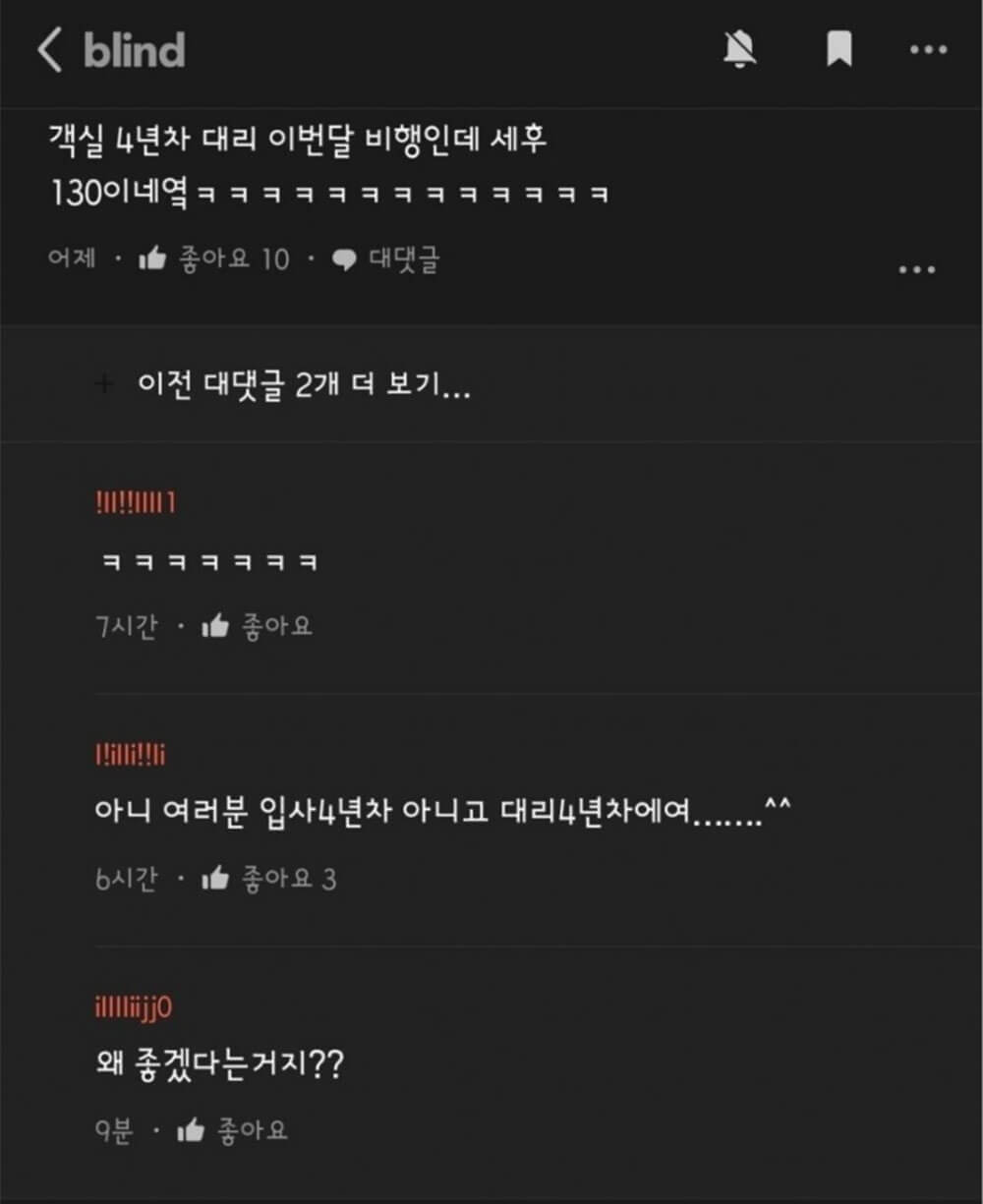 국내 모 항공사 월급 상황 2