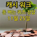 캐시워크 돈 버는 퀴즈 정답 – 11월 25일