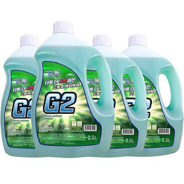 G2 액체 세탁세제 그린 일반 드럼겸용 본품, 2.5L, 4개