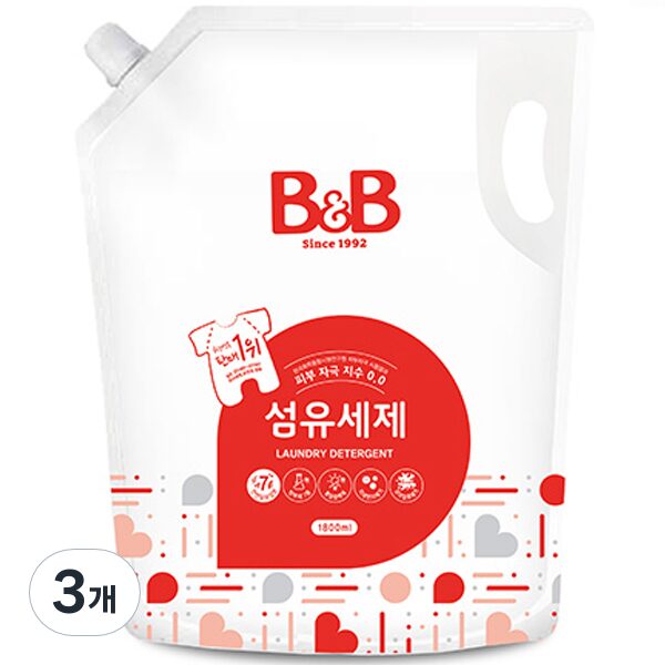 비앤비 섬유세제 리필, 1.8L, 3개