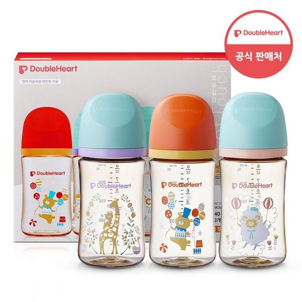 더블하트 모유실감 3세대 PPSU 디어프렌즈 240ml 트리플팩, 서커스베어&블루밍가든&하늘을날꼬양, 1세트